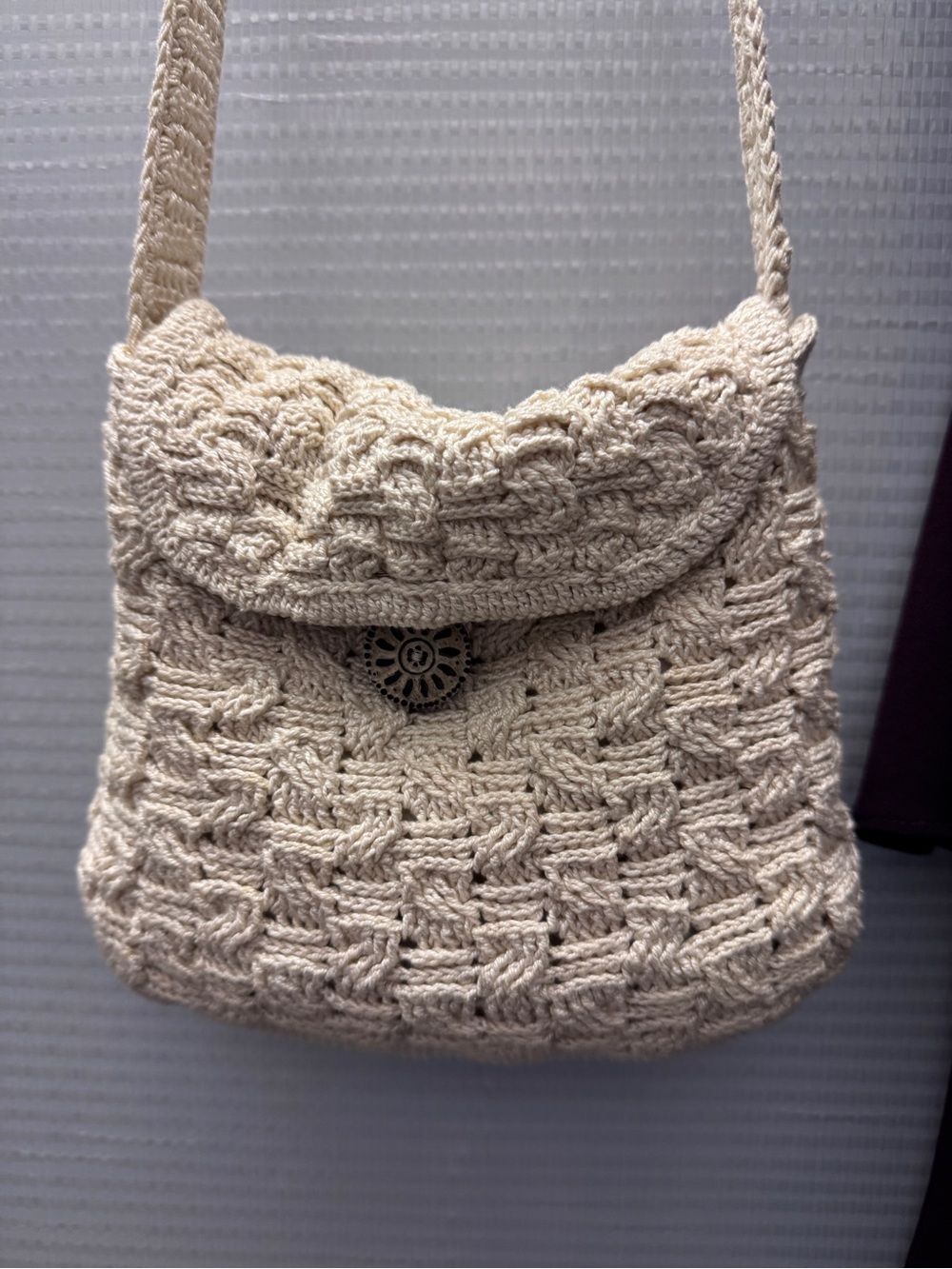 Cream Crochet Crossbody Bag